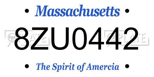 8ZU0442 Massachusetts License Plate