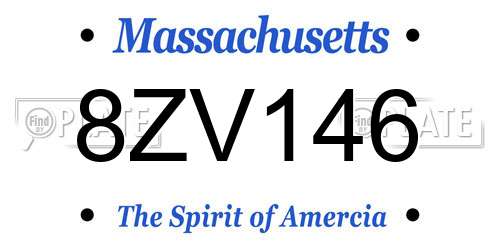 8ZV146 Massachusetts License Plate