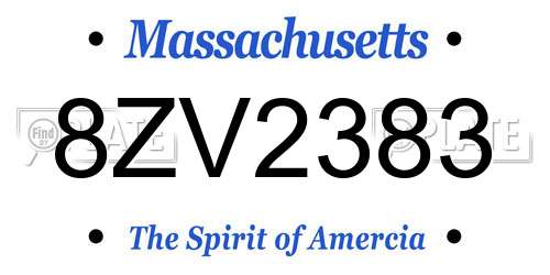 8ZV2383 Massachusetts License Plate
