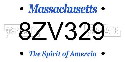 8ZV329 Massachusetts License Plate