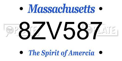 8ZV587 Massachusetts License Plate