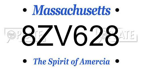 8ZV628 Massachusetts License Plate