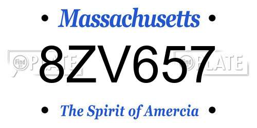 8ZV657 Massachusetts License Plate