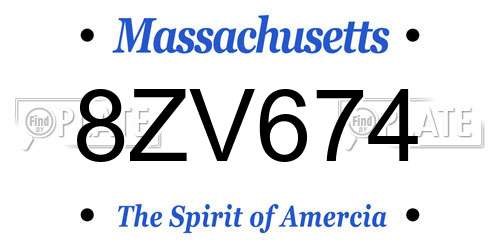 8ZV674 Massachusetts License Plate
