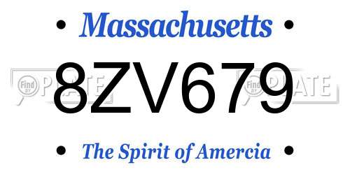 8ZV679 Massachusetts License Plate