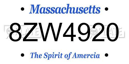 8ZW4920 Massachusetts License Plate