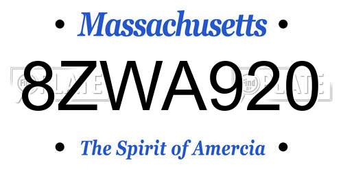 8ZWA920 Massachusetts License Plate