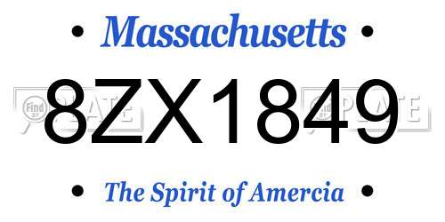 8ZX1849 Massachusetts License Plate