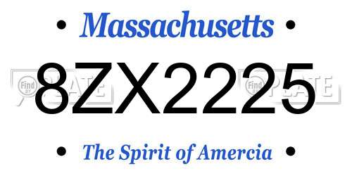 8ZX2225 Massachusetts License Plate
