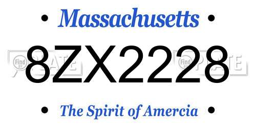 8ZX2228 Massachusetts License Plate
