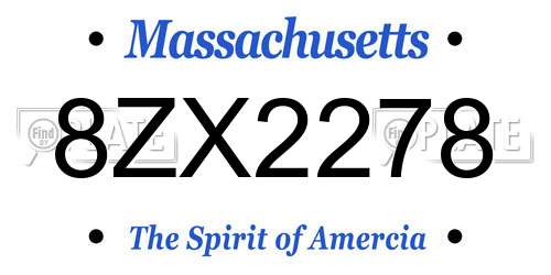 8ZX2278 Massachusetts License Plate