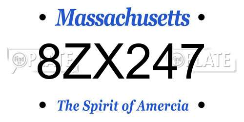 8ZX247 Massachusetts License Plate
