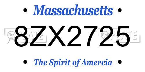 8ZX2725 Massachusetts License Plate