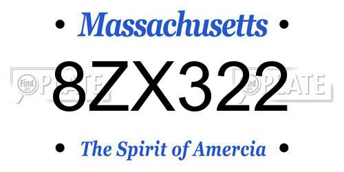 8ZX322 Massachusetts License Plate