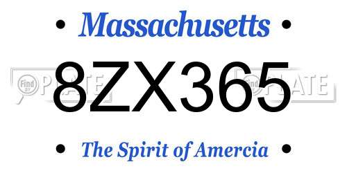 8ZX365 Massachusetts License Plate