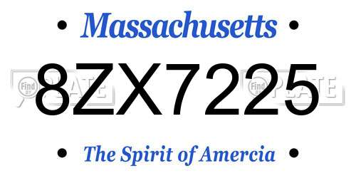 8ZX7225 Massachusetts License Plate