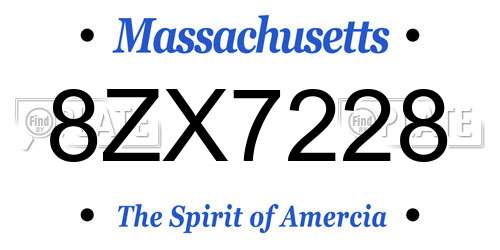 8ZX7228 Massachusetts License Plate