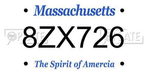 8ZX726 Massachusetts License Plate