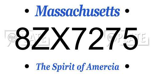 8ZX7275 Massachusetts License Plate