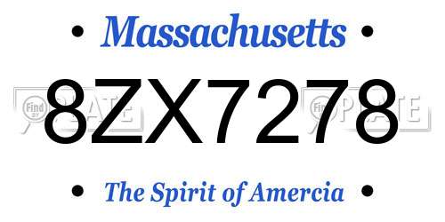 8ZX7278 Massachusetts License Plate