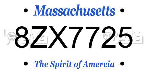 8ZX7725 Massachusetts License Plate