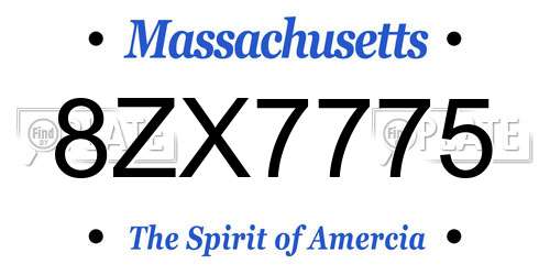 8ZX7775 Massachusetts License Plate