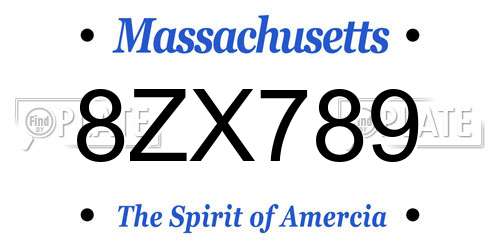 8ZX789 Massachusetts License Plate