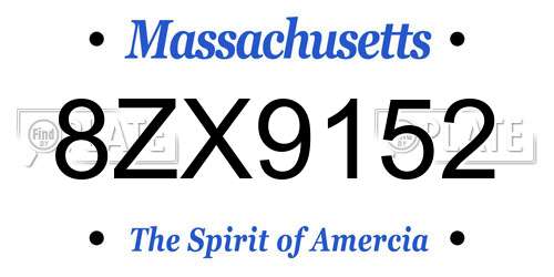 8ZX9152 Massachusetts License Plate