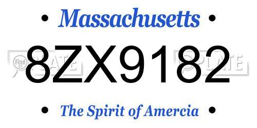 8ZX9182 Massachusetts License Plate