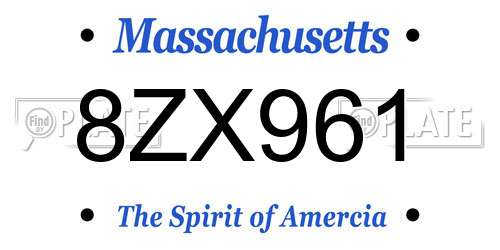 8ZX961 Massachusetts License Plate