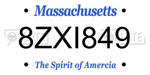 8ZXI849 Massachusetts License Plate