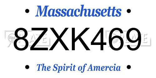 8ZXK469 Massachusetts License Plate