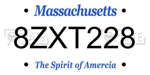 8ZXT228 Massachusetts License Plate