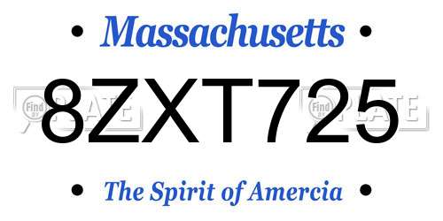 8ZXT725 Massachusetts License Plate