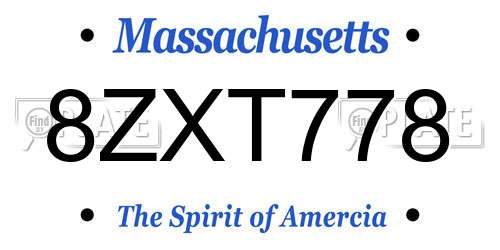 8ZXT778 Massachusetts License Plate