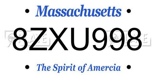 8ZXU998 Massachusetts License Plate