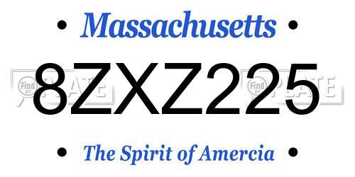 8ZXZ225 Massachusetts License Plate