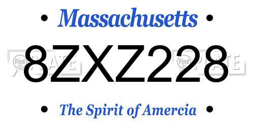 8ZXZ228 Massachusetts License Plate