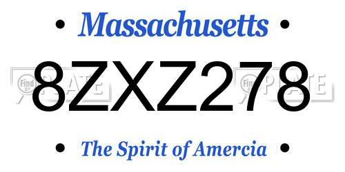 8ZXZ278 Massachusetts License Plate