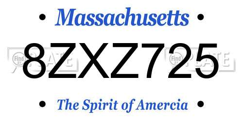 8ZXZ725 Massachusetts License Plate