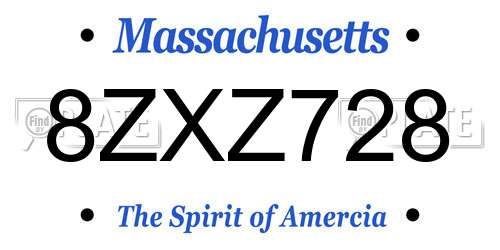 8ZXZ728 Massachusetts License Plate