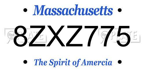 8ZXZ775 Massachusetts License Plate