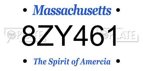 8ZY461 Massachusetts License Plate