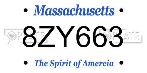 8ZY663 Massachusetts License Plate
