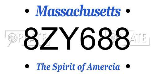 8ZY688 Massachusetts License Plate