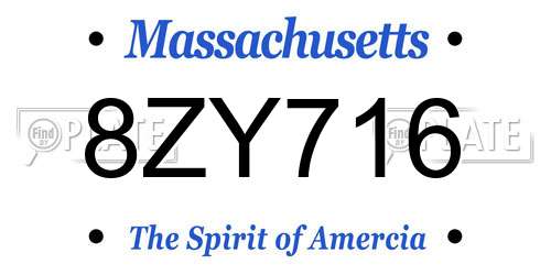 8ZY716 Massachusetts License Plate