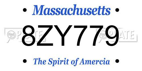 8ZY779 Massachusetts License Plate