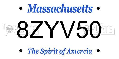 8ZYV50 Massachusetts License Plate