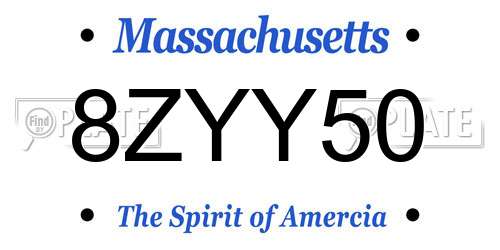 8ZYY50 Massachusetts License Plate