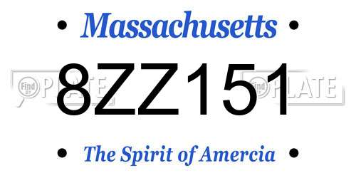 8ZZ151 Massachusetts License Plate